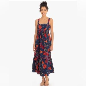 London Times Smocked Back Babydoll Tiered Maxi Dress